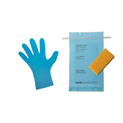 Référence A04318C - Eponge, tryptone, en sachet bleu refermable par lien, avec gants