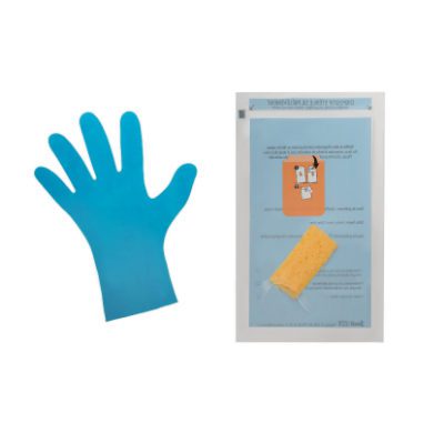 Référence A04805 - éponge, eau pep. neutr., sac prédécoupe laser, étiquette refermeture, 2 gants