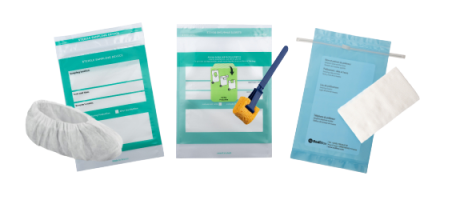 Image regroupant 3 produit de Sodibox: SteriSox non tissé, stériSponge cellulose avec stick, et les steriCloth